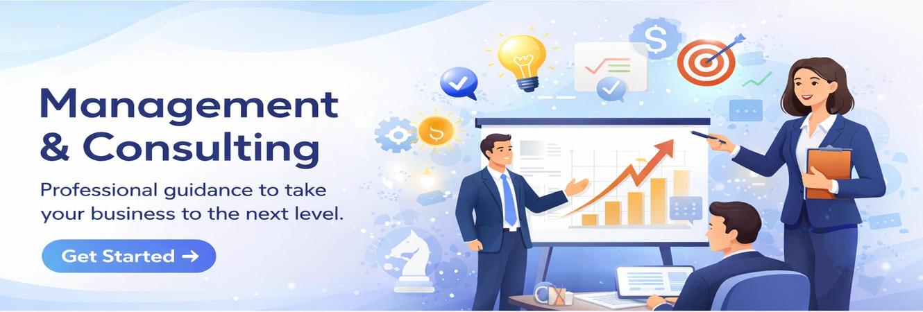 Management and consulting professionals presenting business growth strategy and performance insights.