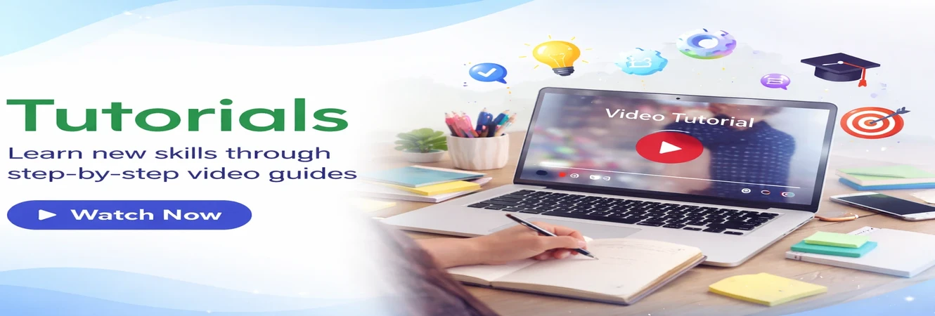 Online tutorials banner for IT training, programming lessons, and professional skill development.