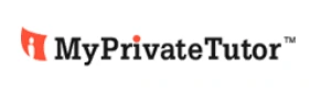 MyPrivateTutor logo featuring black typography with a red book icon beside the brand name.