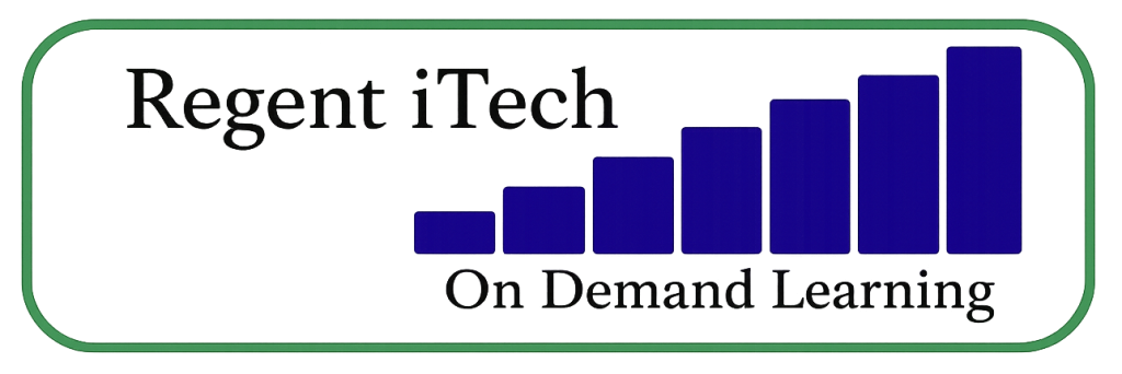 Regent iTech logo showing growth chart representing on-demand learning