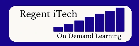 Regent iTech logo featuring a rising bar graph symbol with the text ‘Regent iTech’ and the tagline ‘On Demand Learning’ on a gradient background.