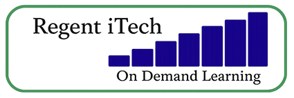 Regent iTech logo showing growth chart representing on-demand learning.