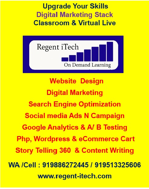 Digital Marketing Training at Regent iTech including SEO, Social Media Ads, Google Analytics and WordPress