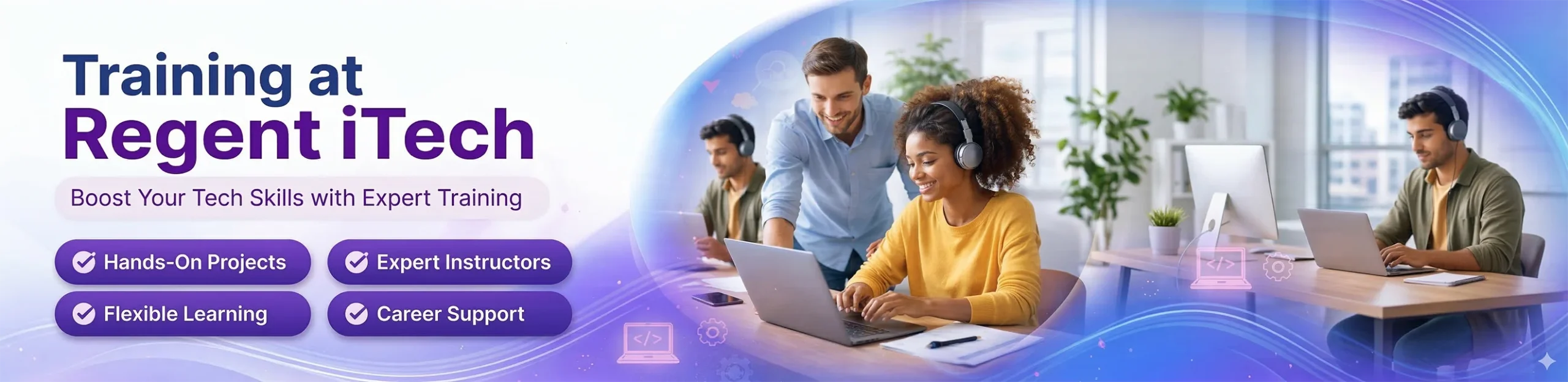 IT courses banner promoting online training in web development, digital marketing, and data science.