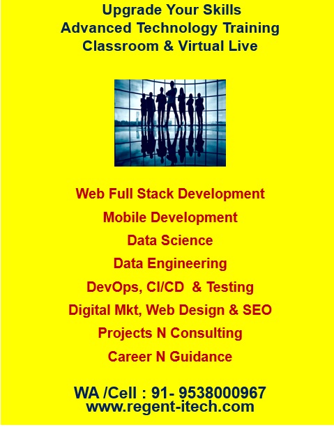 Full Stack Web Development Training at Regent iTech with ReactJS, NodeJS and MongoDB.