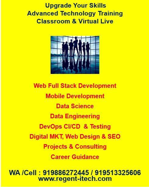 Advanced IT Training at Regent iTech covering Full Stack Development, Data Science, DevOps CI/CD and Digital Marketing