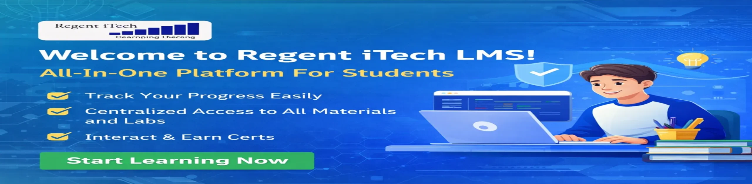 Learning Management System (LMS) Platform by Regent iTech for online training, progress tracking, and centralized learning access.